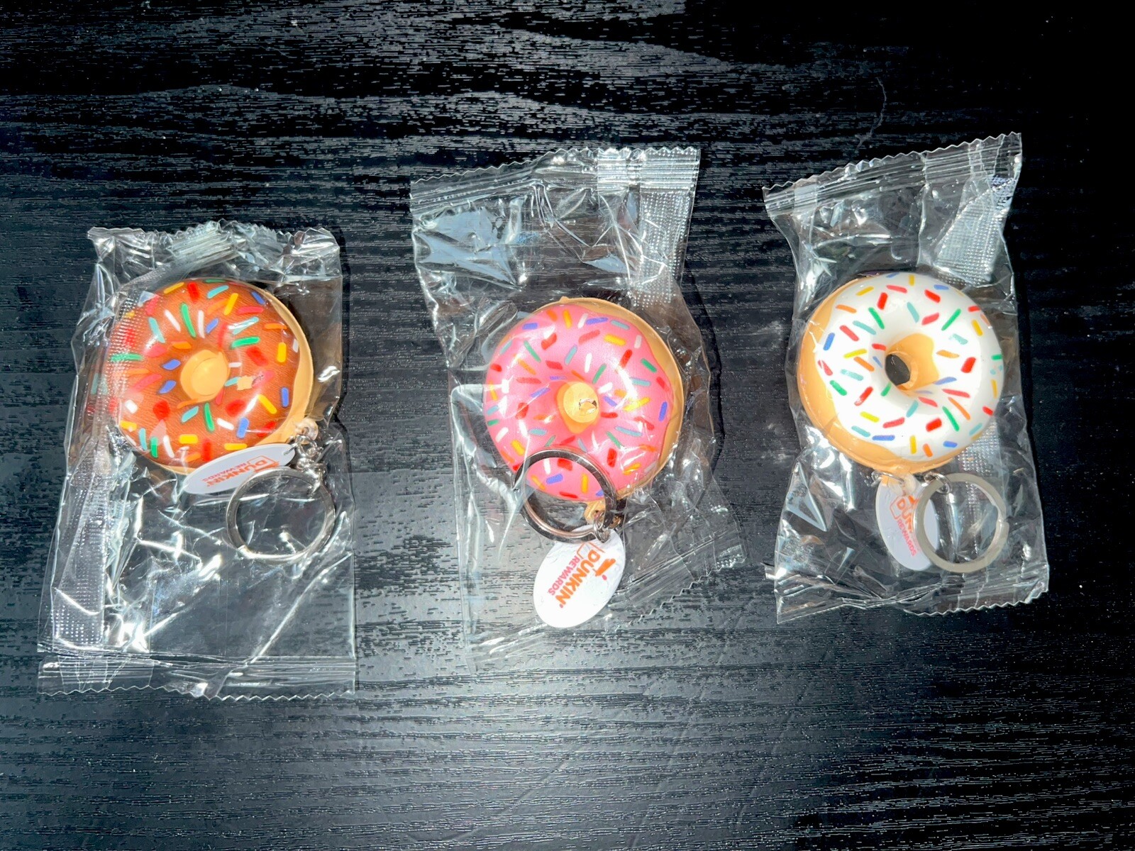 Dunkin Donuts, Soft Donut Keychain, Set of 3