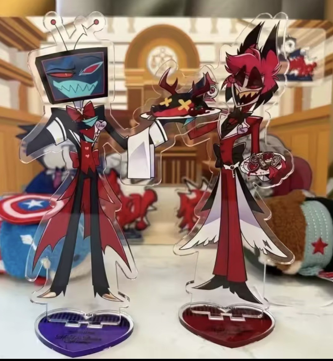 2 Hazbin Hotel Alastor & Vox Radiostatic Acrylic Standee SpindleHorse Animation