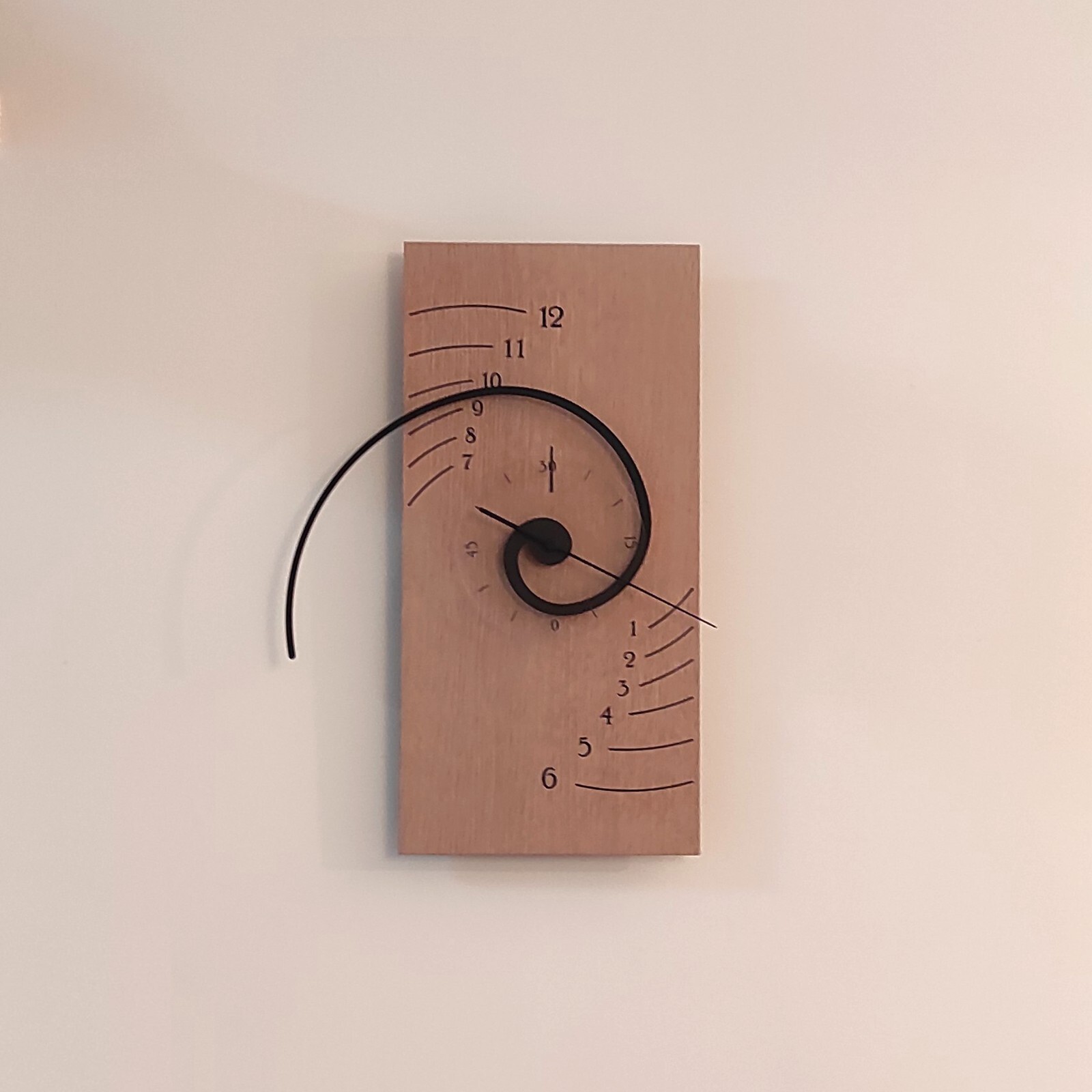Unique Spiral Wall Clock,Alpha,Oak Finish,Mathematical, Artistic Design,Man Gift