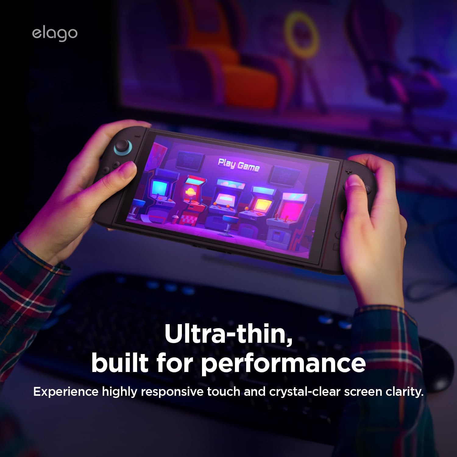 Elago Switch 2 Screen Protector, 9H Glass, Thin, Clear, With Application Guide,_