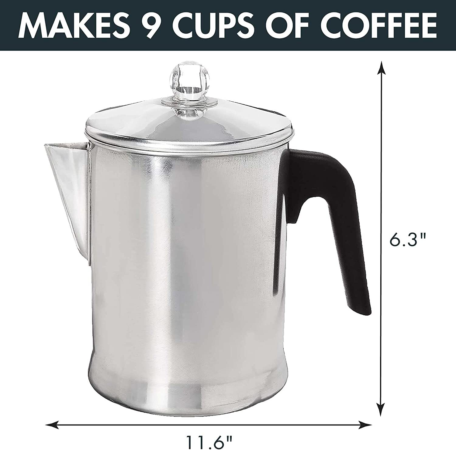 Espresso Coffee Maker Pot 9-Cup Camping Stove Top Percolator Durable Aluminum