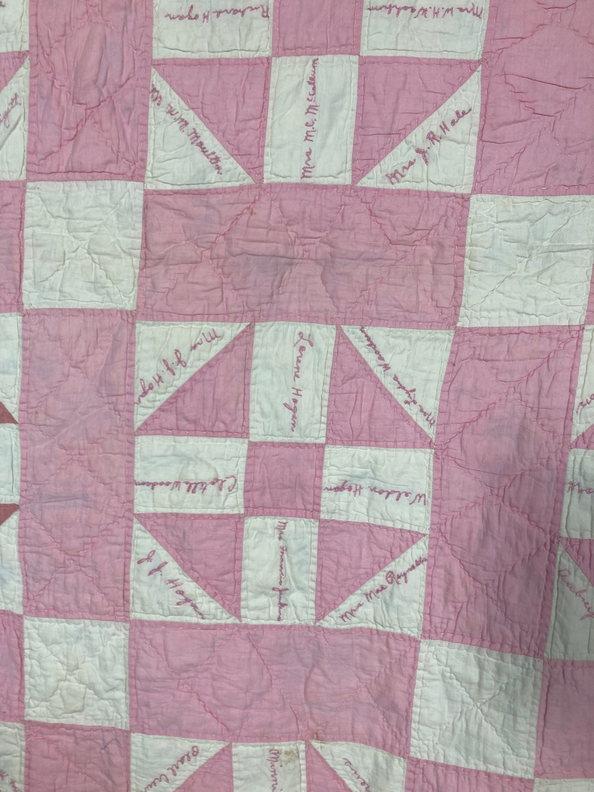 Vintage Handmade Beautiful “Four-Patch” Pattern Multicolor Quilt 76.7×63.3 Inch