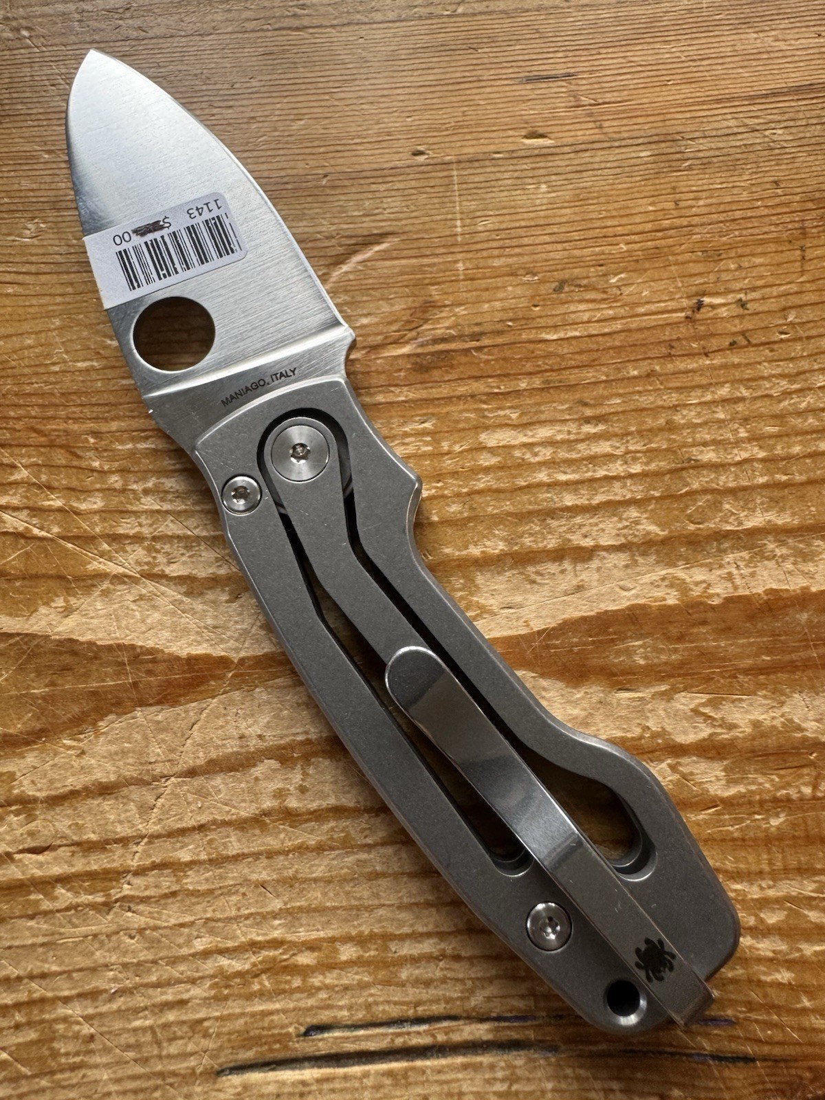 SPYDERCO PITS 2 Split 6AL-4V Titanium M398 Steel, 6.45″ C269TIP Factory Second B