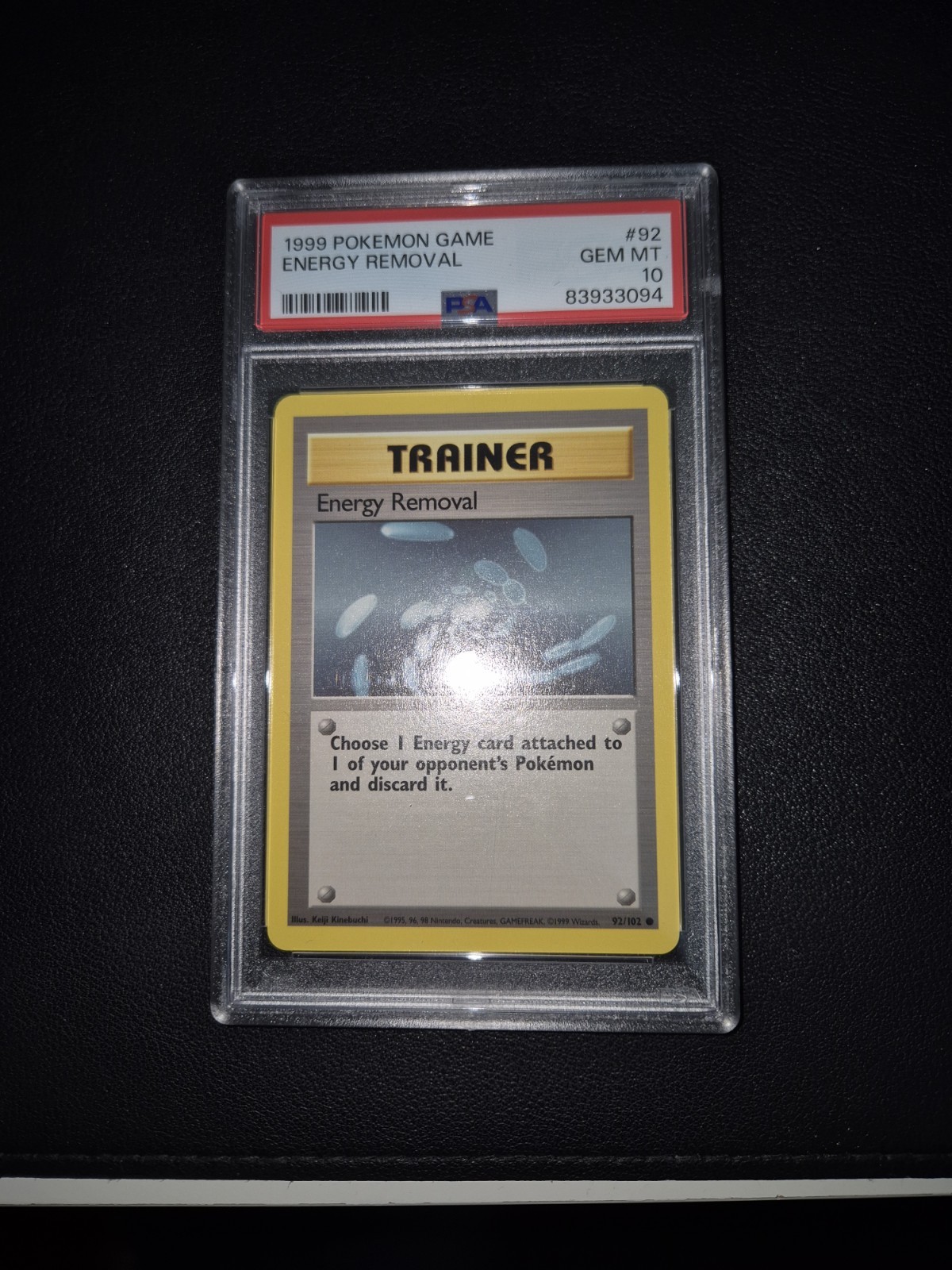 PSA 10 Energy Removal 92/102 Base Set 1999 Graded Pokemon Card