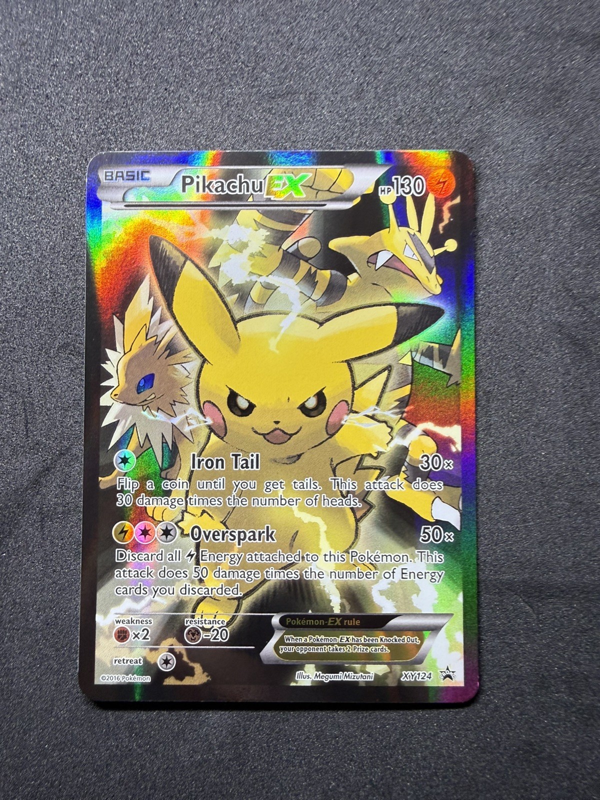 Pikachu EX XY124 Full Art Holo Black Star Promo 130 HP Pokémon Card LP