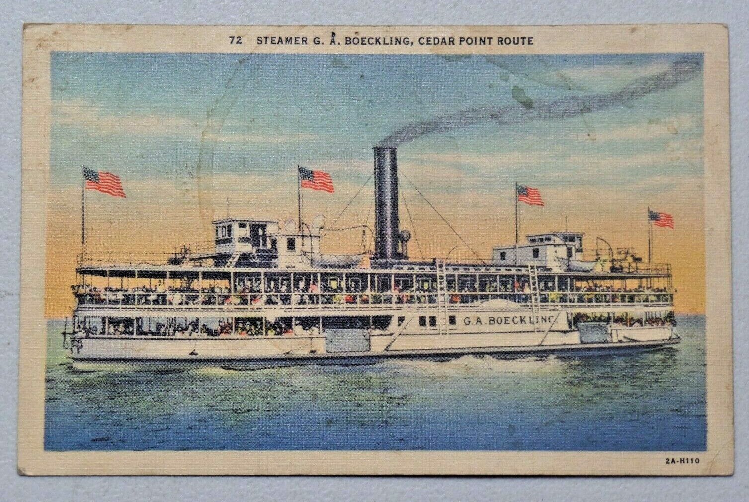 Steamer Ship G.A. Boeckling Cedar Point Route 1940 Linen Postcard Ship 4021