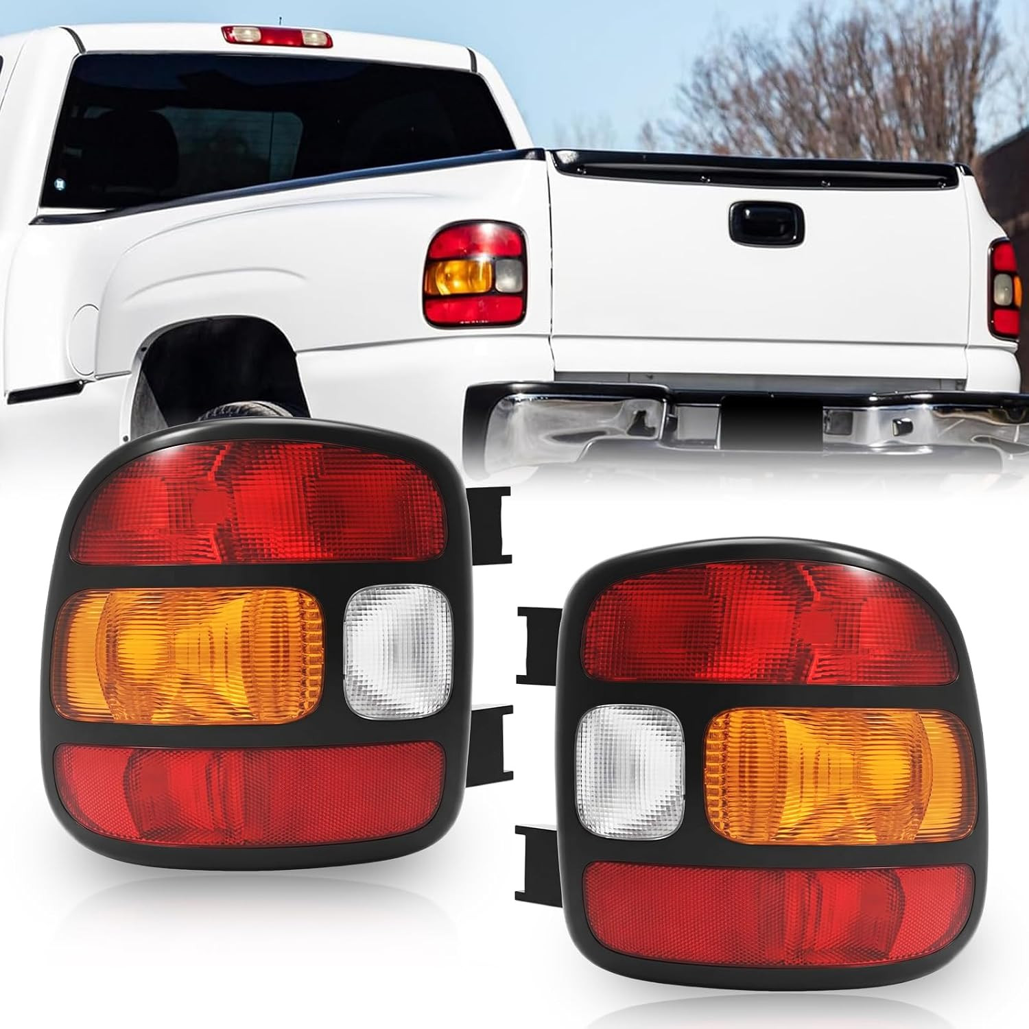 Tail Light Assembly Pair Driver & Passenger Side Compatible with 1999-2003 Chevy