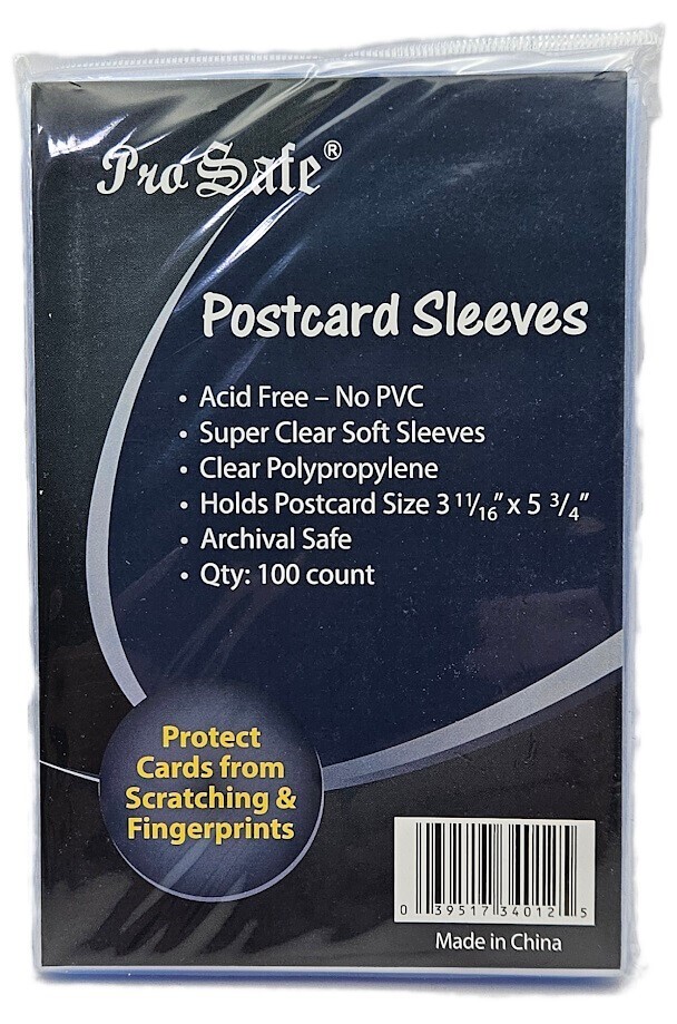 (100-Pack) Pro-Safe Standard Size Postcard Sleeves Archival Quality 2 Mil Poly
