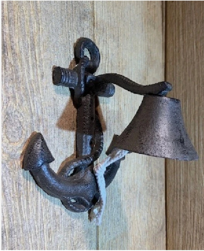 Handcrafted Nautical Decor Rustic Copper Cast Iron Wall Mounted Anchor Bell 8″