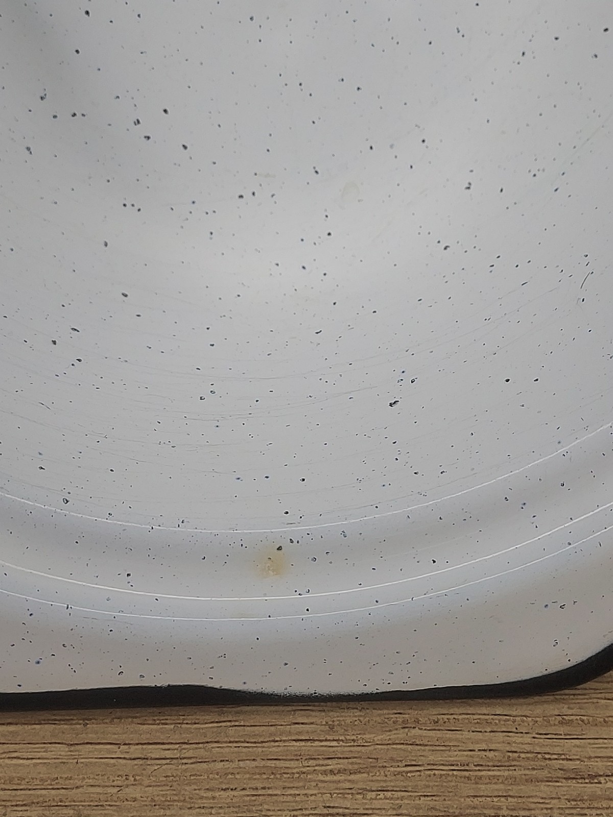 White Speckled Enamelware Small Roaster Pan w/Lid Black Trim Cottage Kitchen