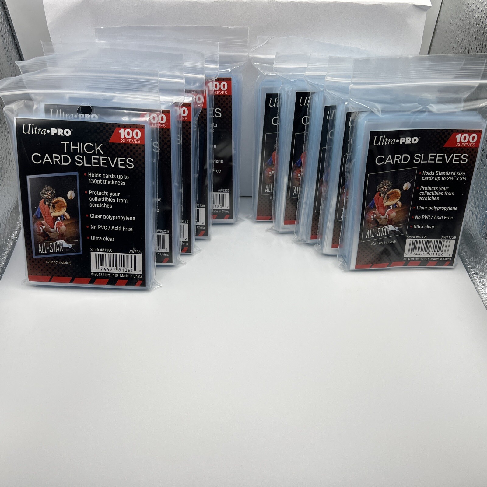 Ultra Pro Soft Sleeves 5 Packs for Standard Cards and 5 Packs for Thick Cards