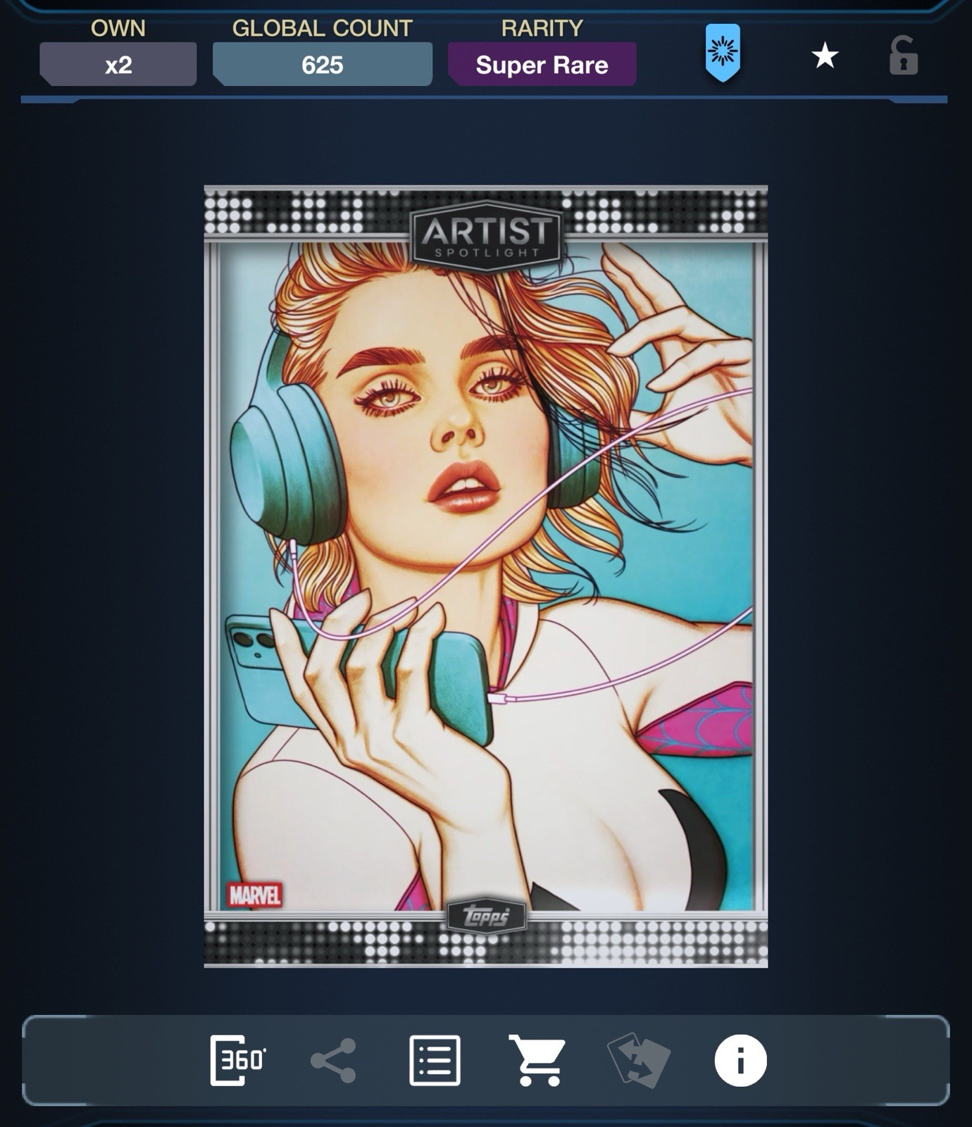 Topps Marvel 25 – ARTIST SPOTLIGHT JENNY FRISON Silver Motion – GWEN STACY