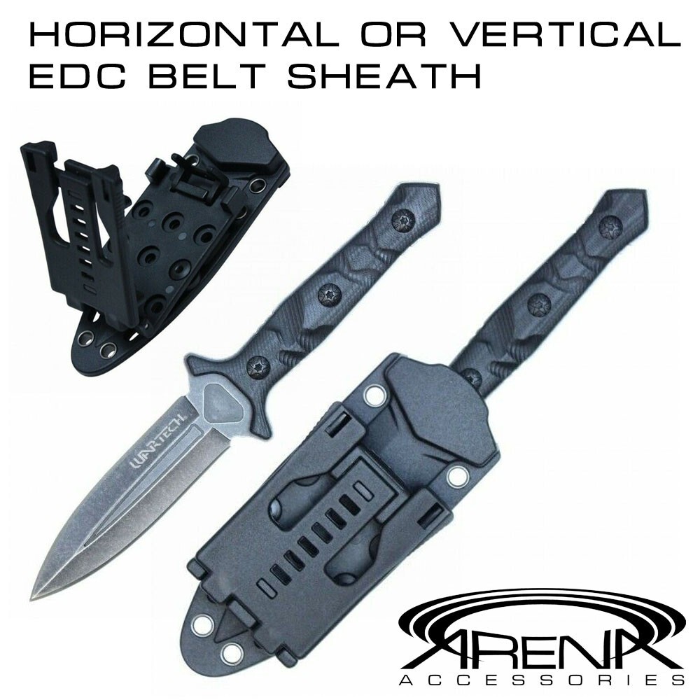 Horizontal Carry Dual Edge Full Tang Dagger Fixed Blade G10 Knife w/ EDC Sheath