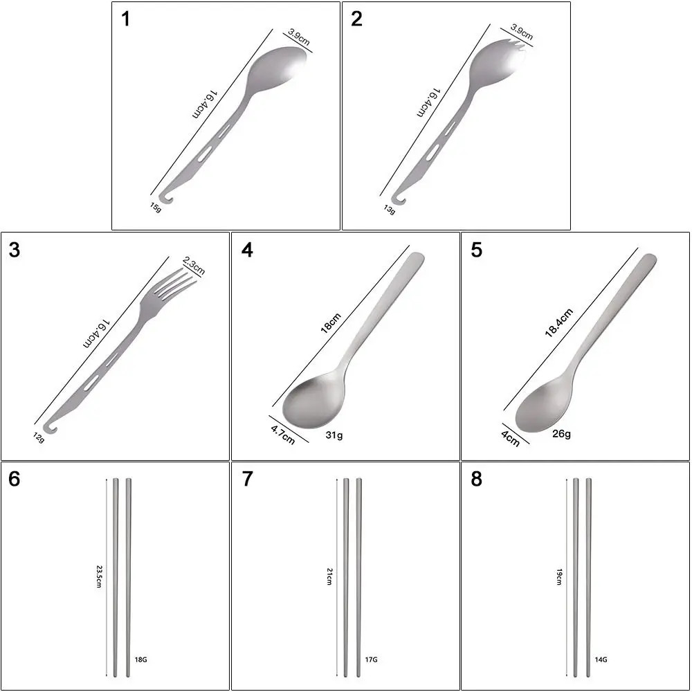 New Portable Titanium Spoon Long Handle Environmental Outdoor Camping Fork Outdo