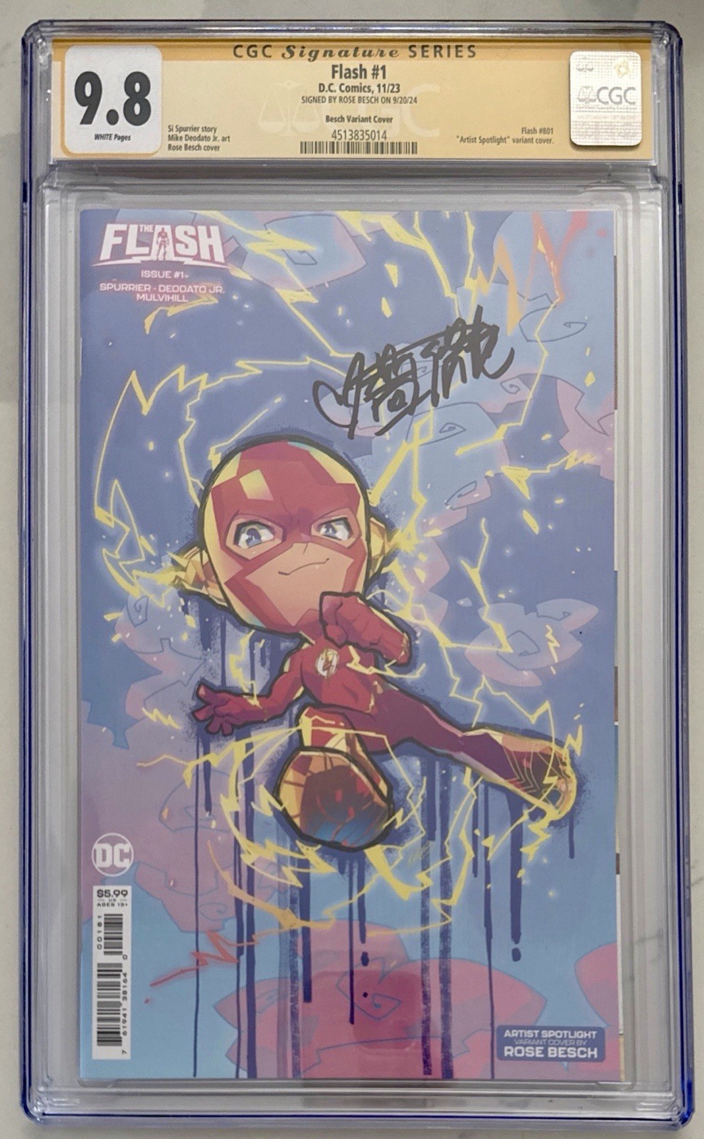 FLASH #1 BESCH “ARTIST SPOTLIGHT” VARIANT CGC SS 9.8 SIGNED BY ROSE BESCH