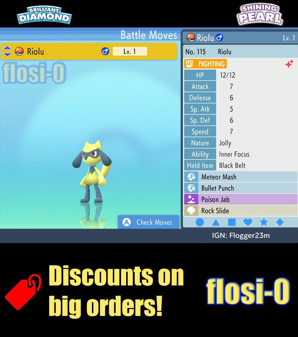 6IV Shiny Riolu Pokemon Brilliant Diamond and Shining Pearl