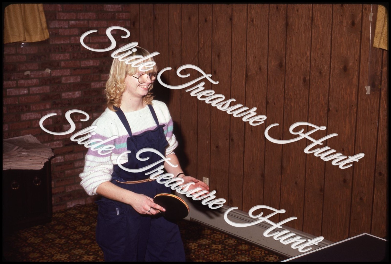 Blonde Woman Ping Pong Glasses 35mm Slide 1980s Kodachrome