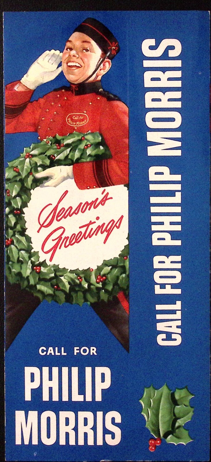 Call For Phillip Morris Christmas Seasons Greetings 1940’s 1950’s Carton Wrapper