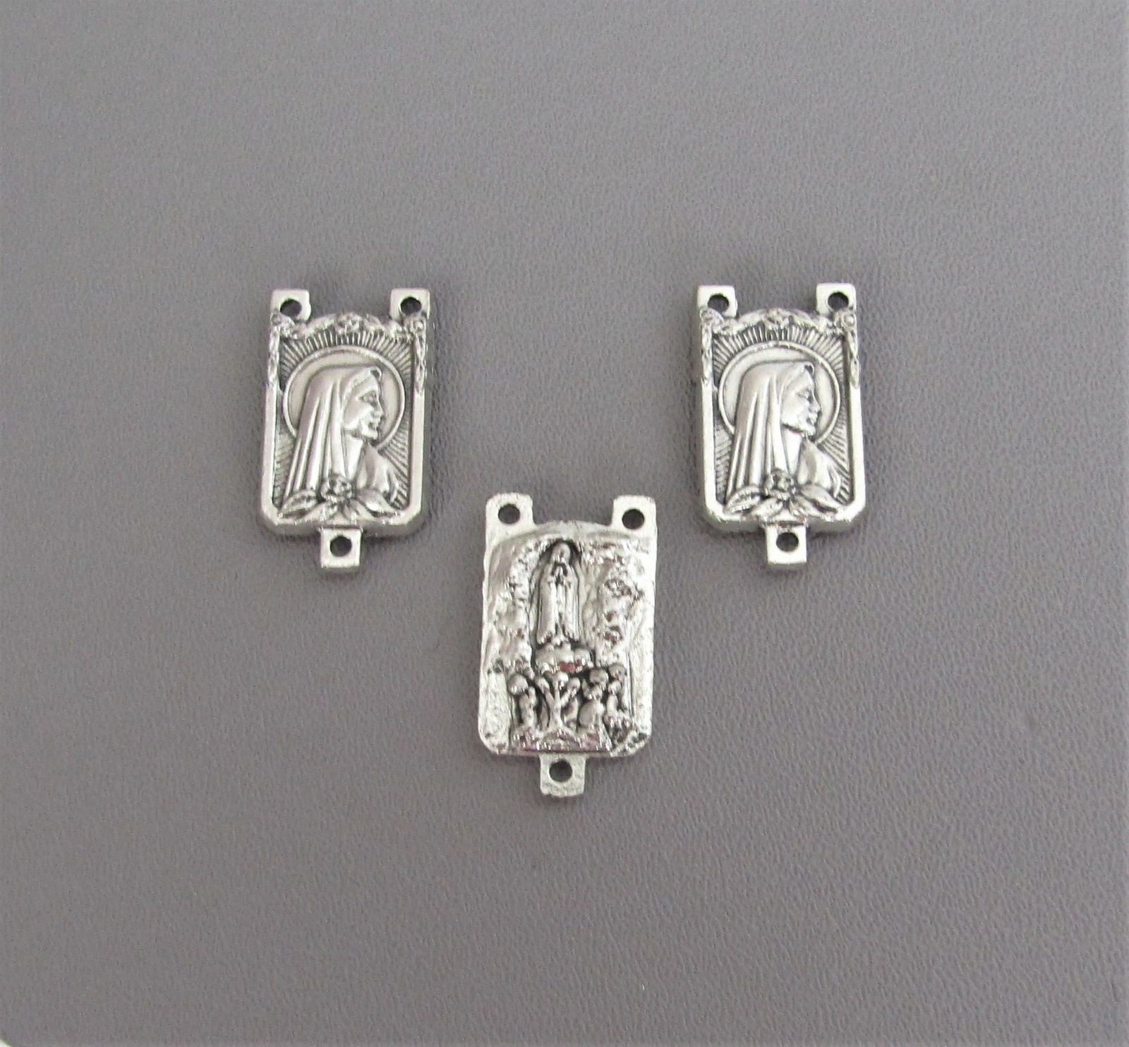 Lot 3 Mary Lady FATIMA Rosary Center Rosaries Centerpiece ITALY T111 SILVER
