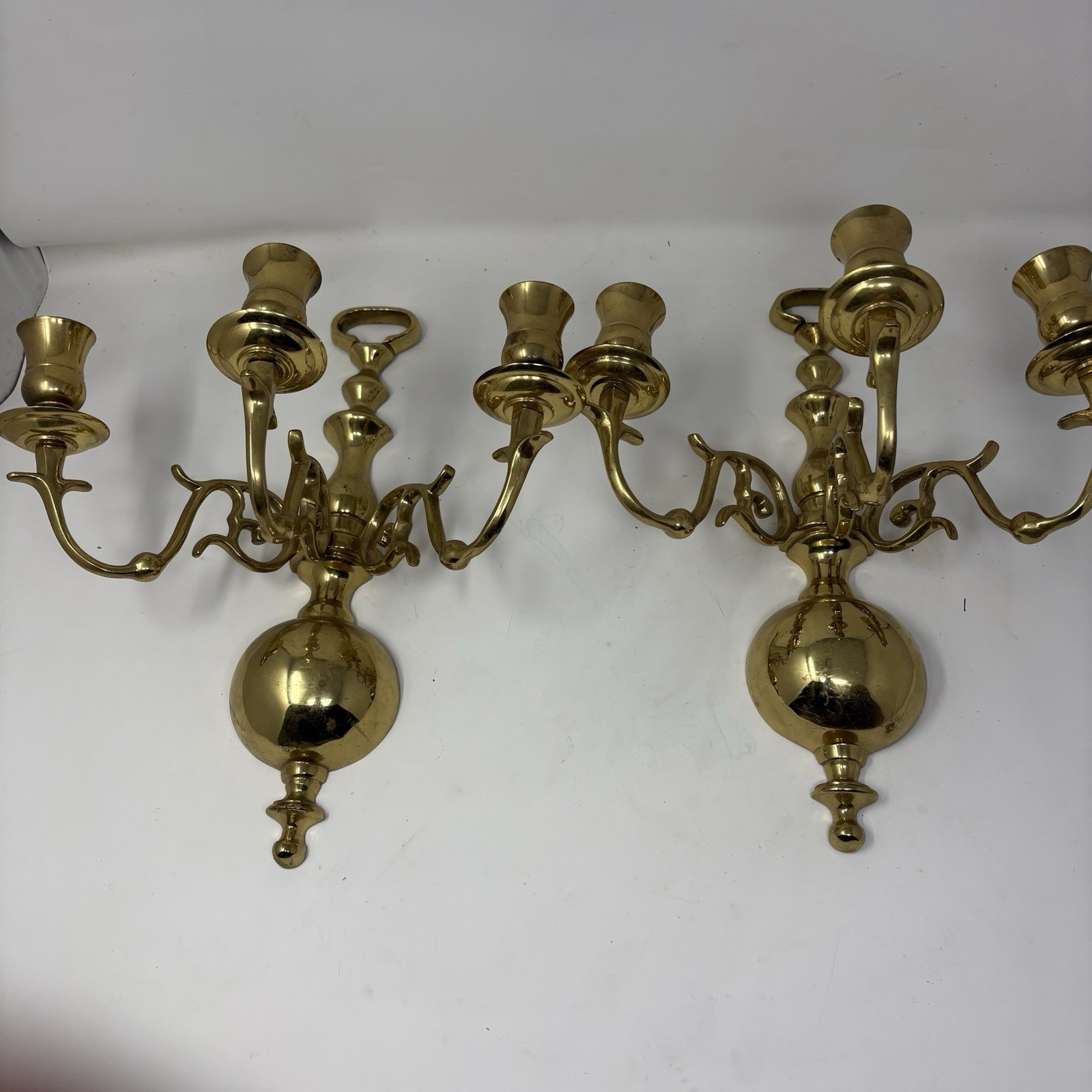 Vintage Brass Wall Candelabra 3 Arm Sconce Wall Mount Candle Holder 13″