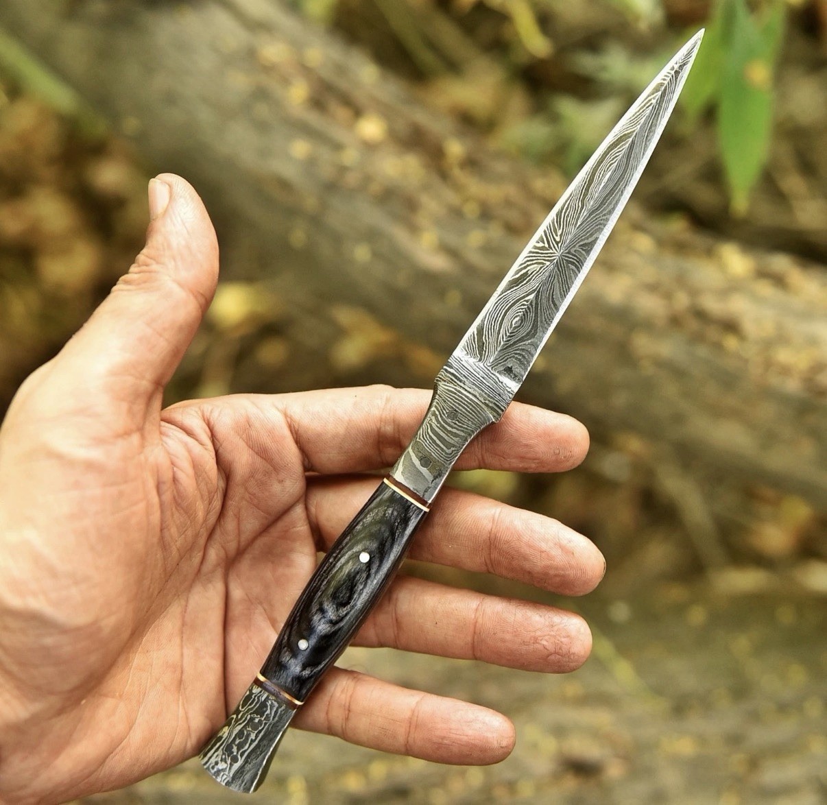 Double-Edged Damascus steel Blade Dagger boot Knife full tang Throwing