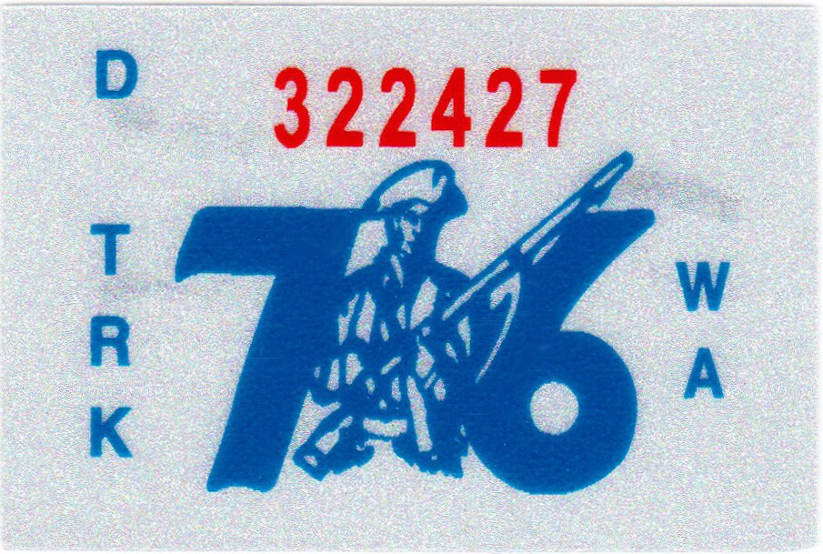 1976 WASHINGTON Vinyl Sticker Decal – TRUCK License Registration TAB TAG – New