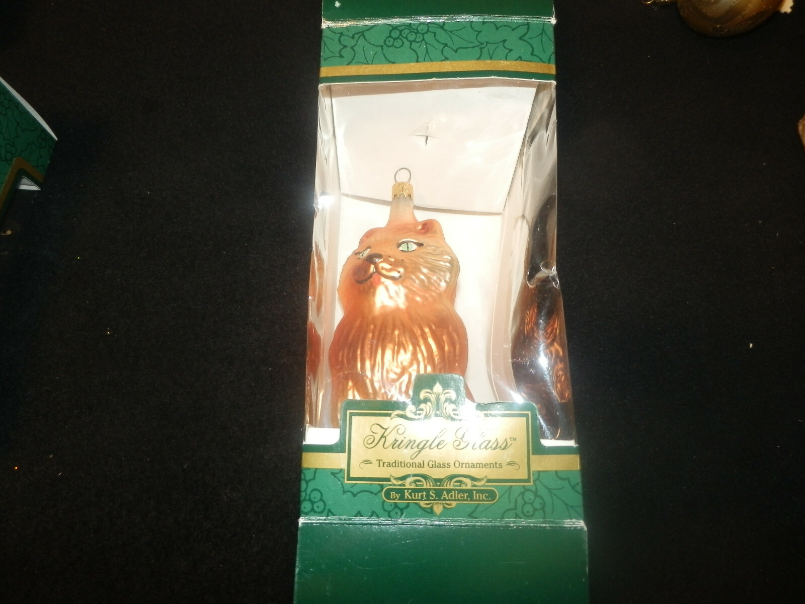 MINT VINTAGE KURT S. ADLER BLOWN GLASS CAT CHRISTMAS ORNAMENT Colombia HTF