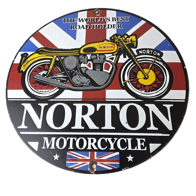 Vintage Norton Motorcycles Sign – Porcelain Automobiles Mechanic Gas Pump Sign