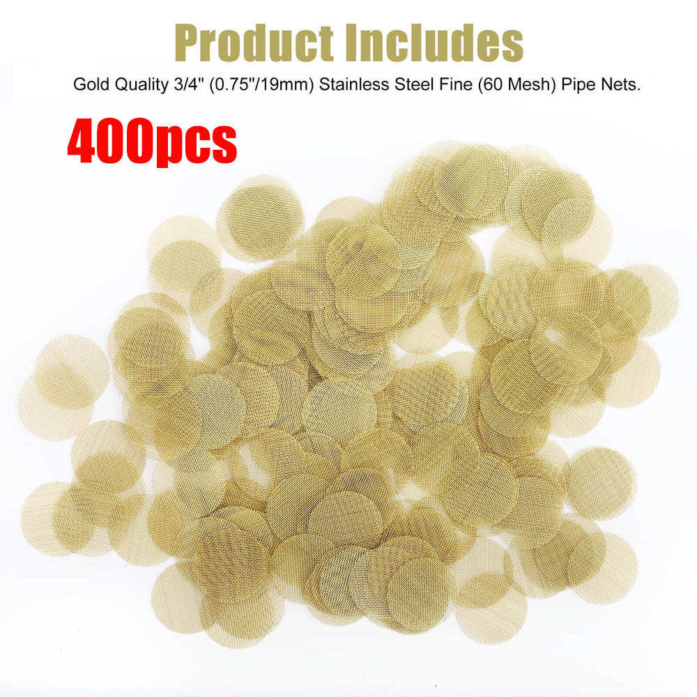 400Pcs 19mm 3/4″ Brass Pipe Screens Heavy Duty Tobacco Smoking Metal Filter Mesh