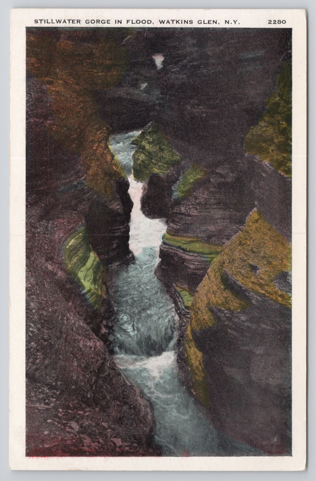 Postcard c1920 Watkins Glen New York Stillwater Gorge In Flood