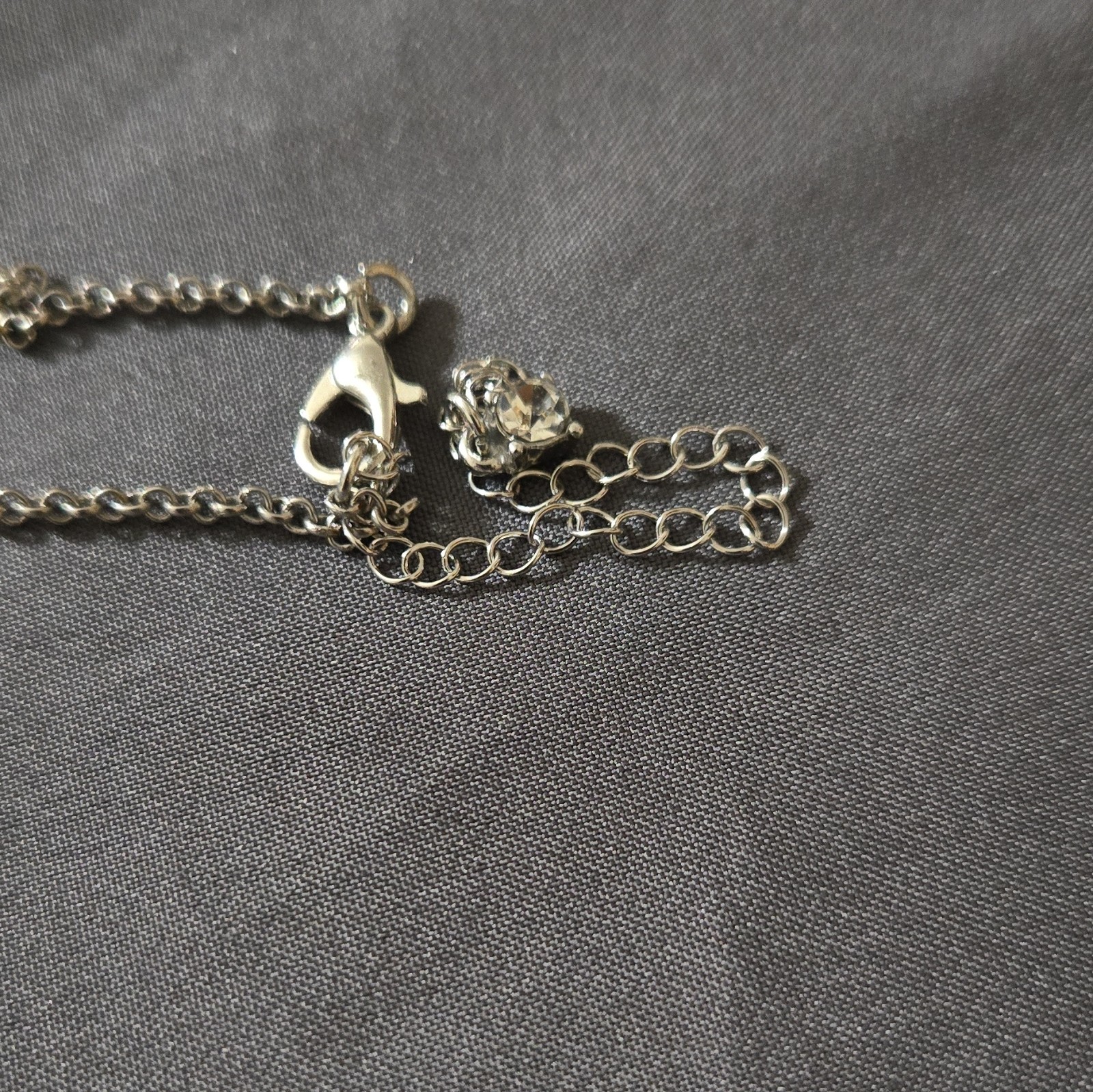Sanrio Hello Kitty Adjustable Rhinestone Pendant Necklace Silver Tone Pink Bow