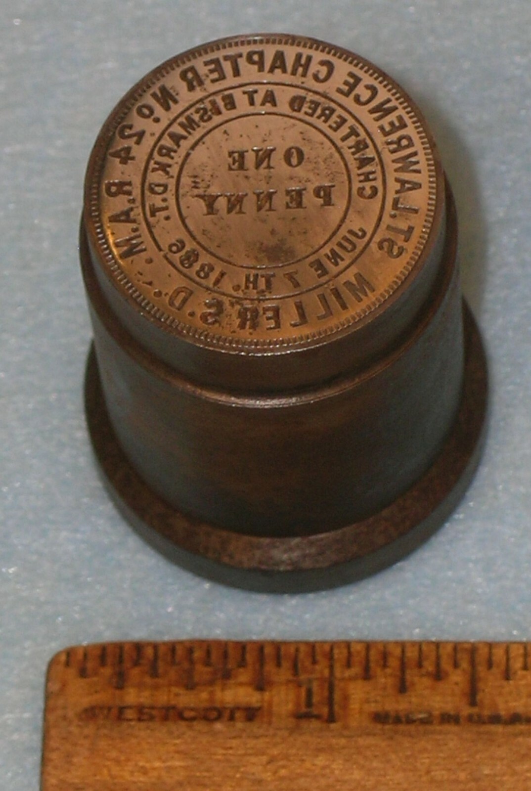 MILLER SD St Lawrence Chapter No 24 RAM MASONIC PENNY Stamping Die * MC Lilley