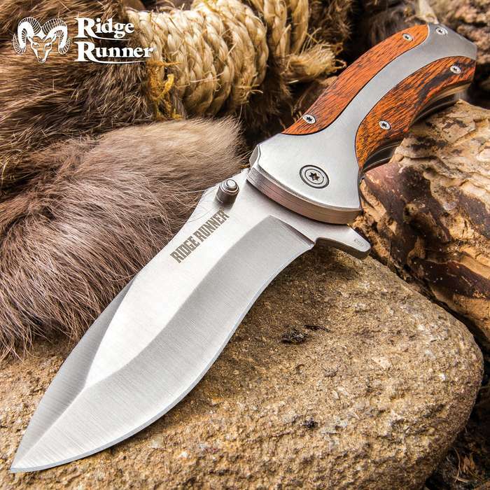 8″ Ridge Runner Wood Assisted Open Spring Folding Pocket Knife Blade Tactical