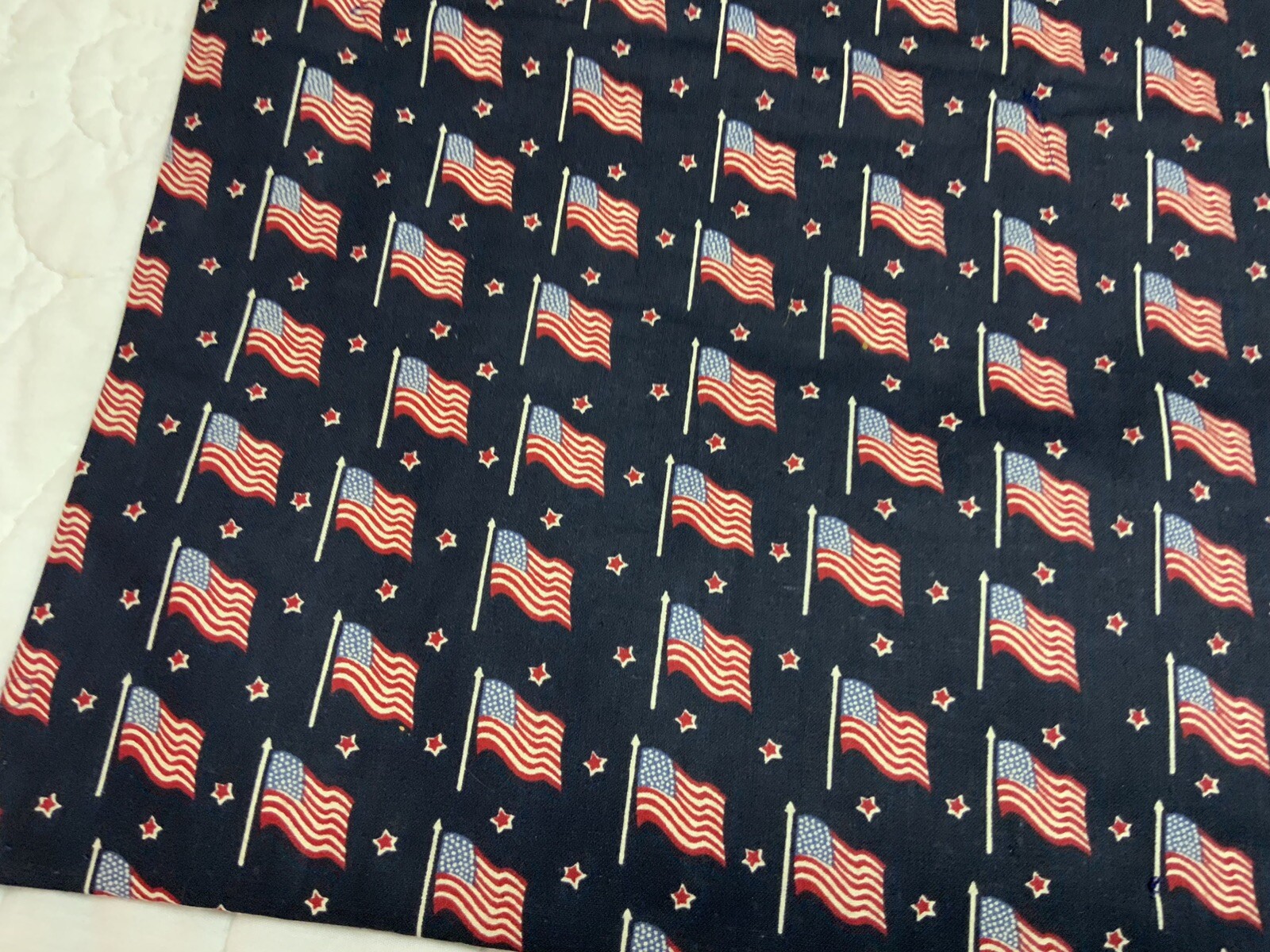 Vintage Patchwork Quilt Table Topper, Nine Patch, Polka Dots, Navy Blue & Red