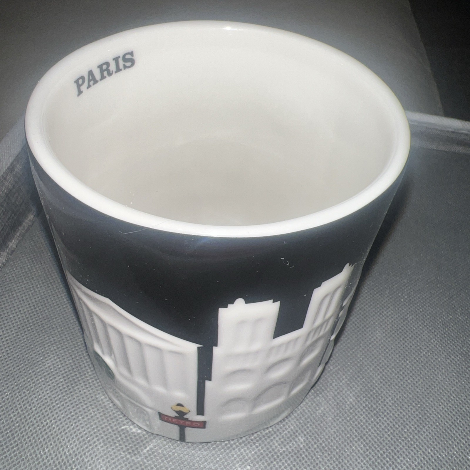 Starbucks Paris 3D Relief Mug 16oz Skyline Eiffel Tower Arc Metro EUC