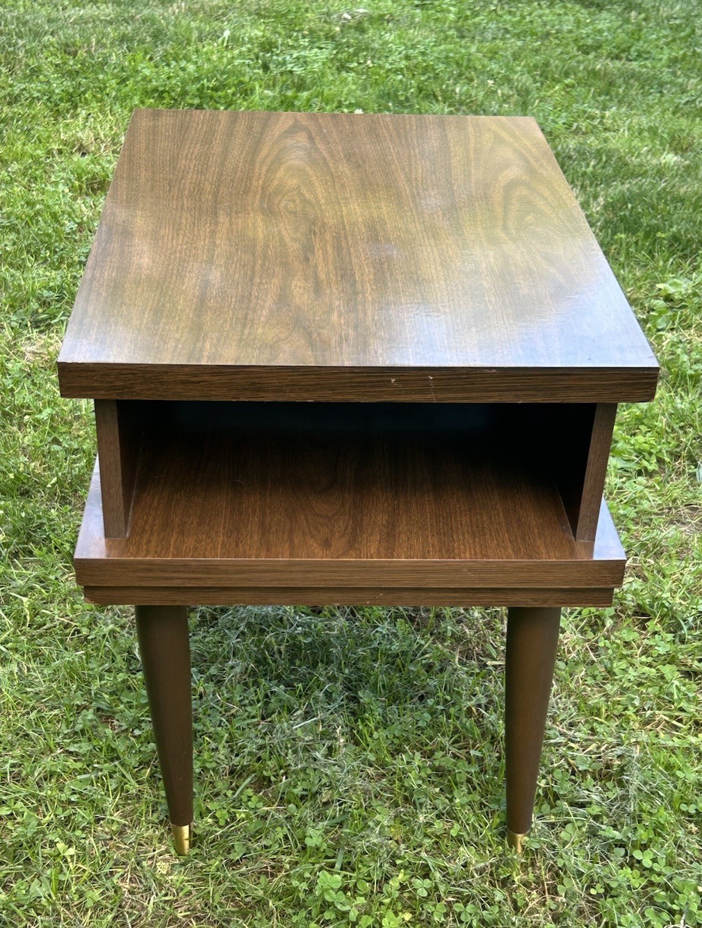 Vtg Mid Century End Table Side Table Formica Drawer 2 Tier 1 Drawer Atomic MCM