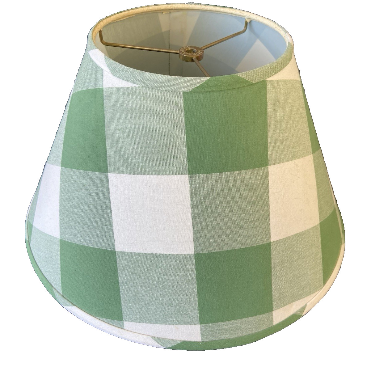 Vintage Laura Ashley Buffalo Check Lampshade~Moss Green/Off White~9.5 In. Tall