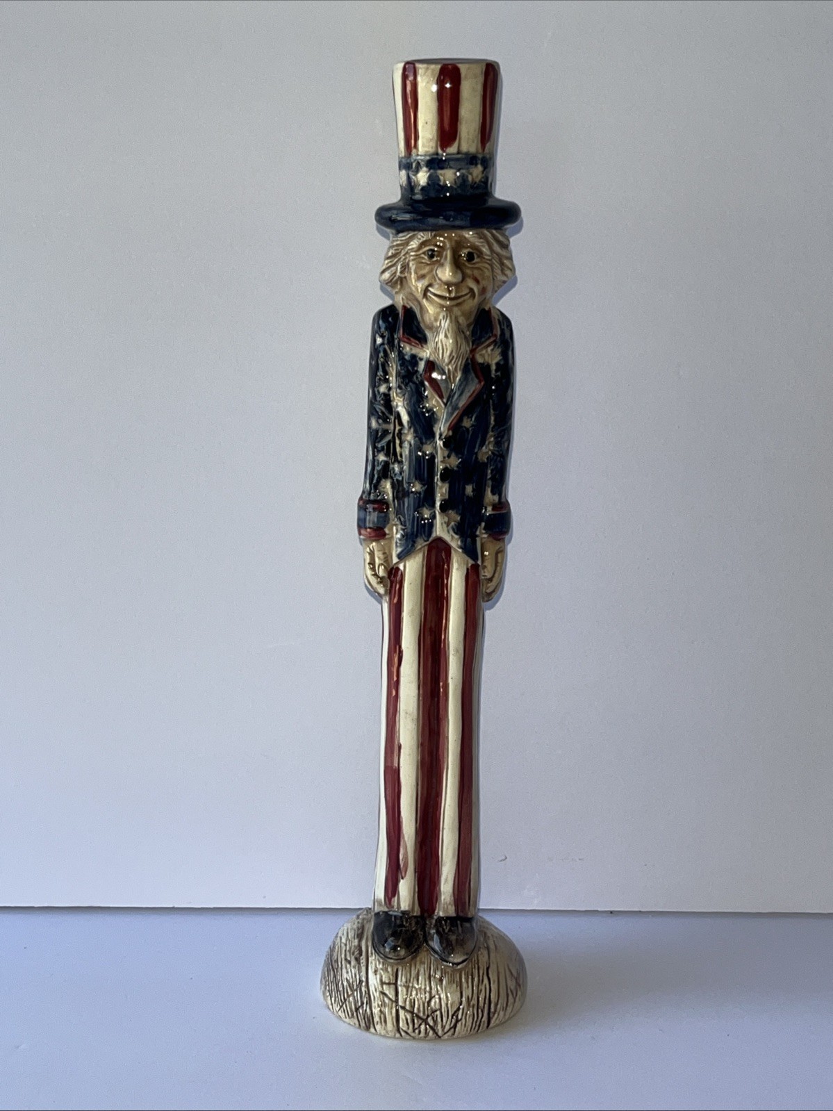 Uncle Sam Ceramic Pencil Figurine 9.5” Patriotic America Ceramic 1993