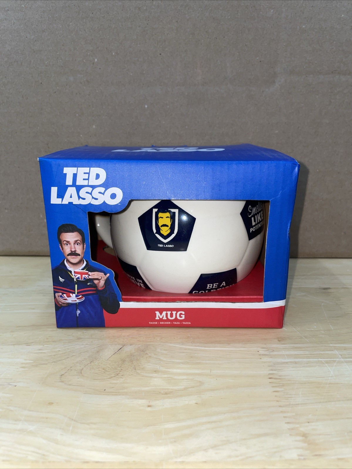 Ted Lasso Mug Soccer Ball shaped 15 oz. New in Original Box