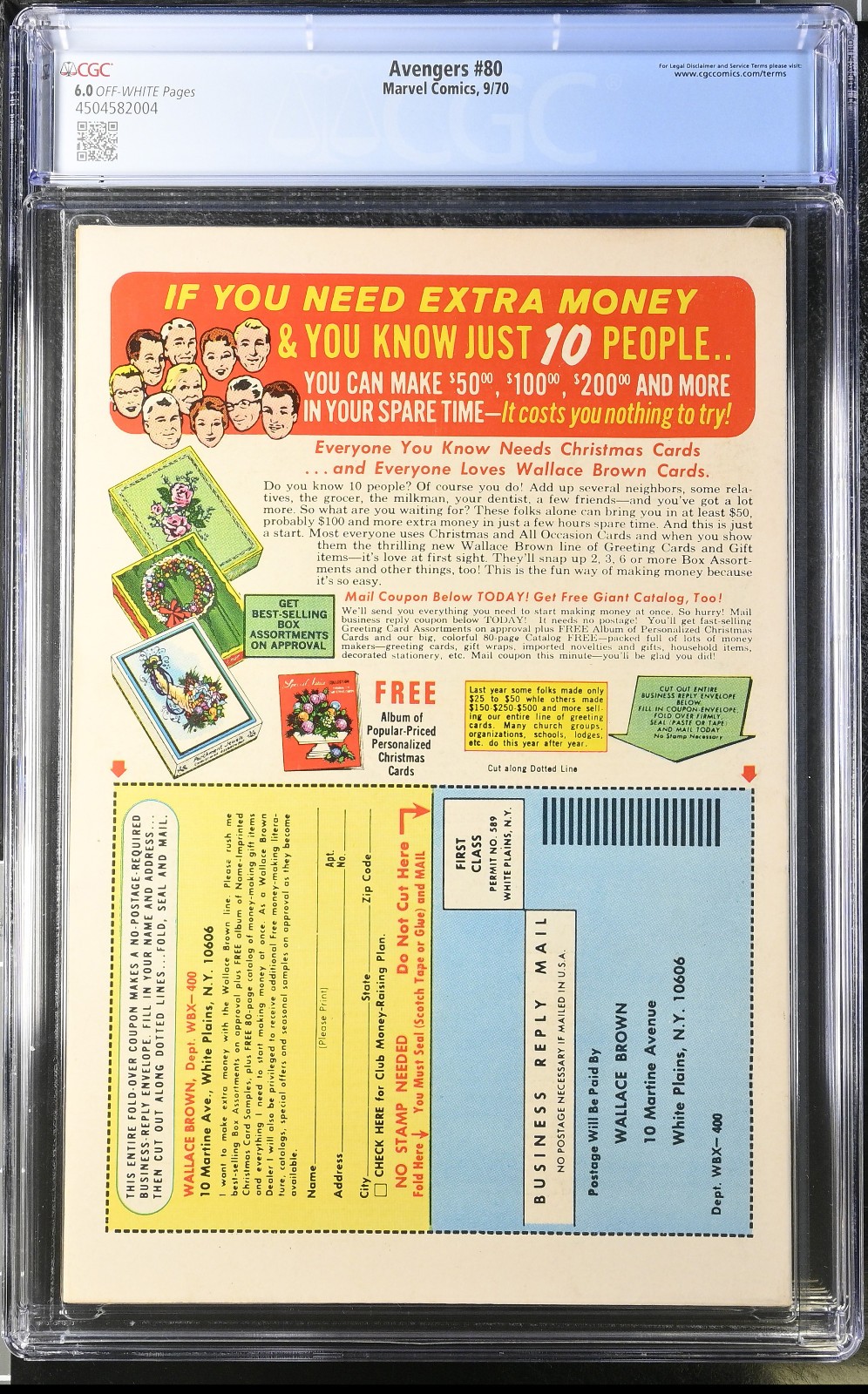 AVENGERS 80 CGC 6.0 RED WOLF FIRST APPEARANCE OFF-WHITE PAGES NICE CPR CANDIDATE