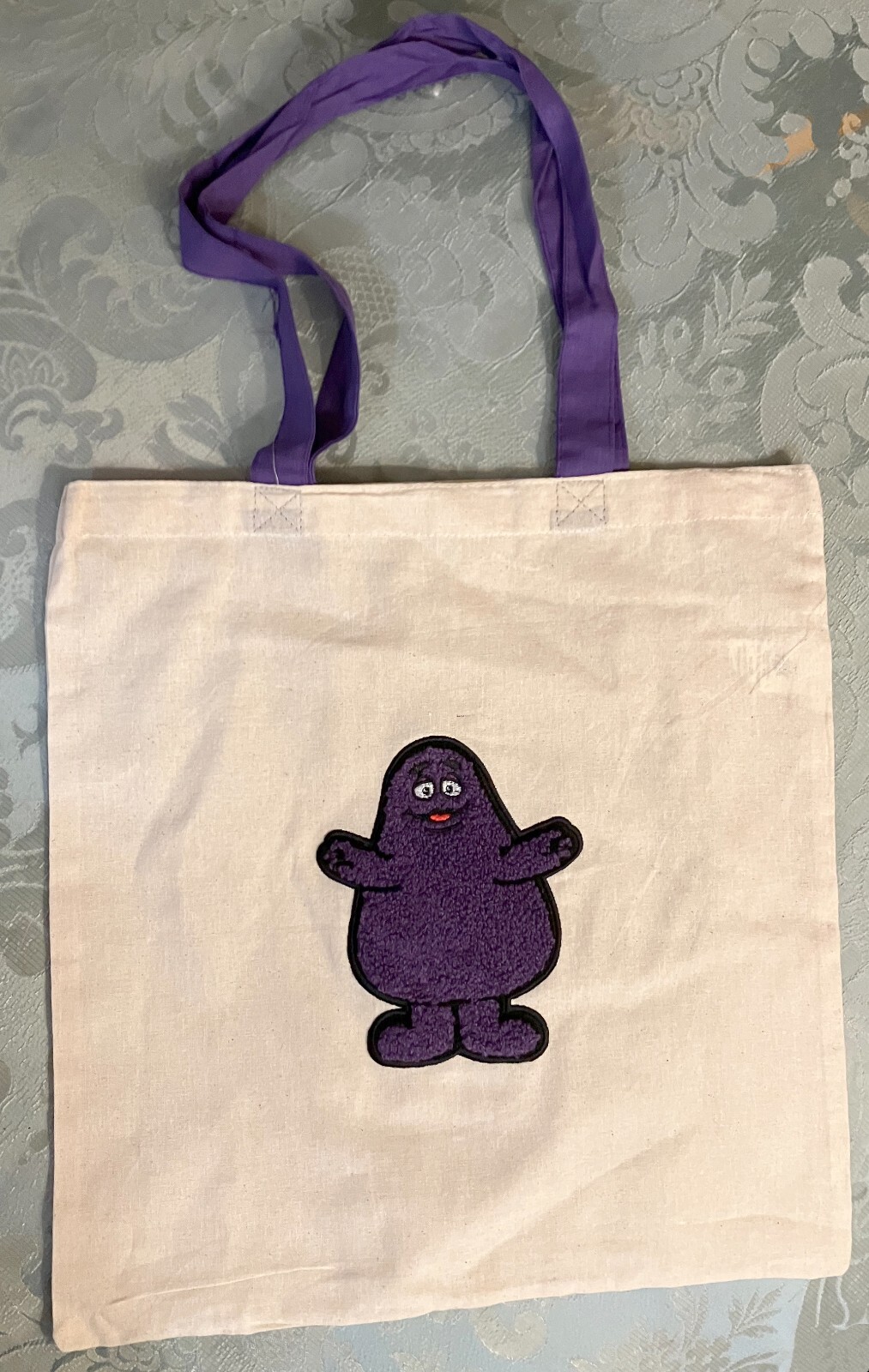 McDonald’s Grimace Chenille Patch Tote Bag – NEW