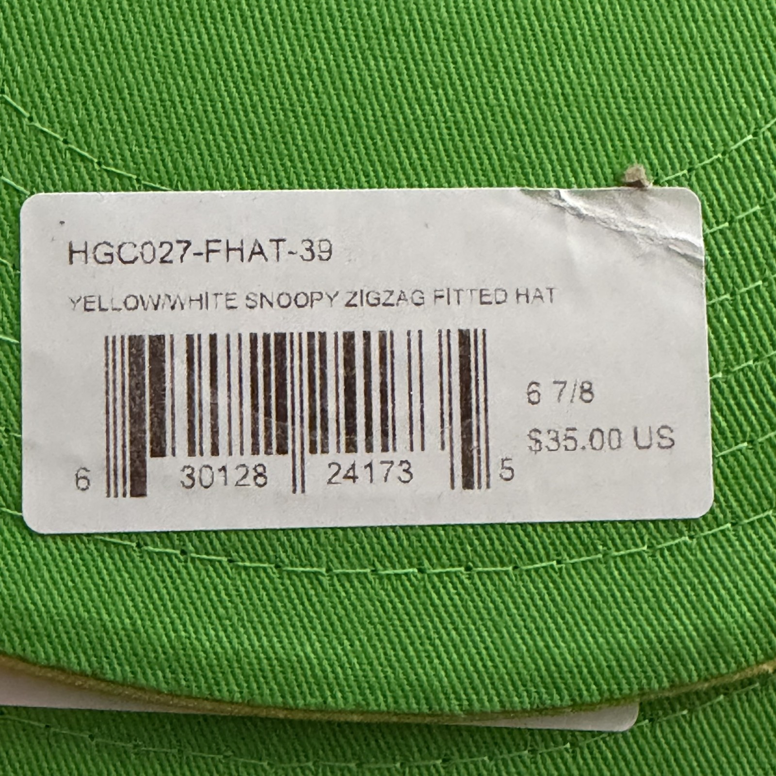 Headgear Classics Peanuts Snoopy Zigzag Fitted Hat Cap Size 6 7/8 Yellow White