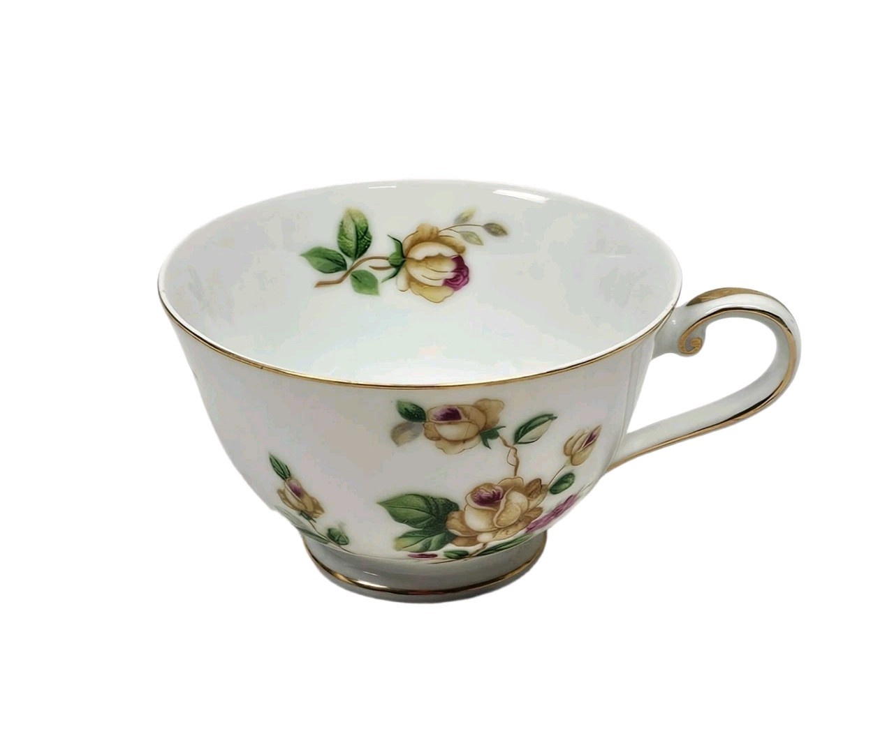 Vintage Lynmore Golden Rose Teacup Fine China Japan Yellow & Pink Rose Gold Trim
