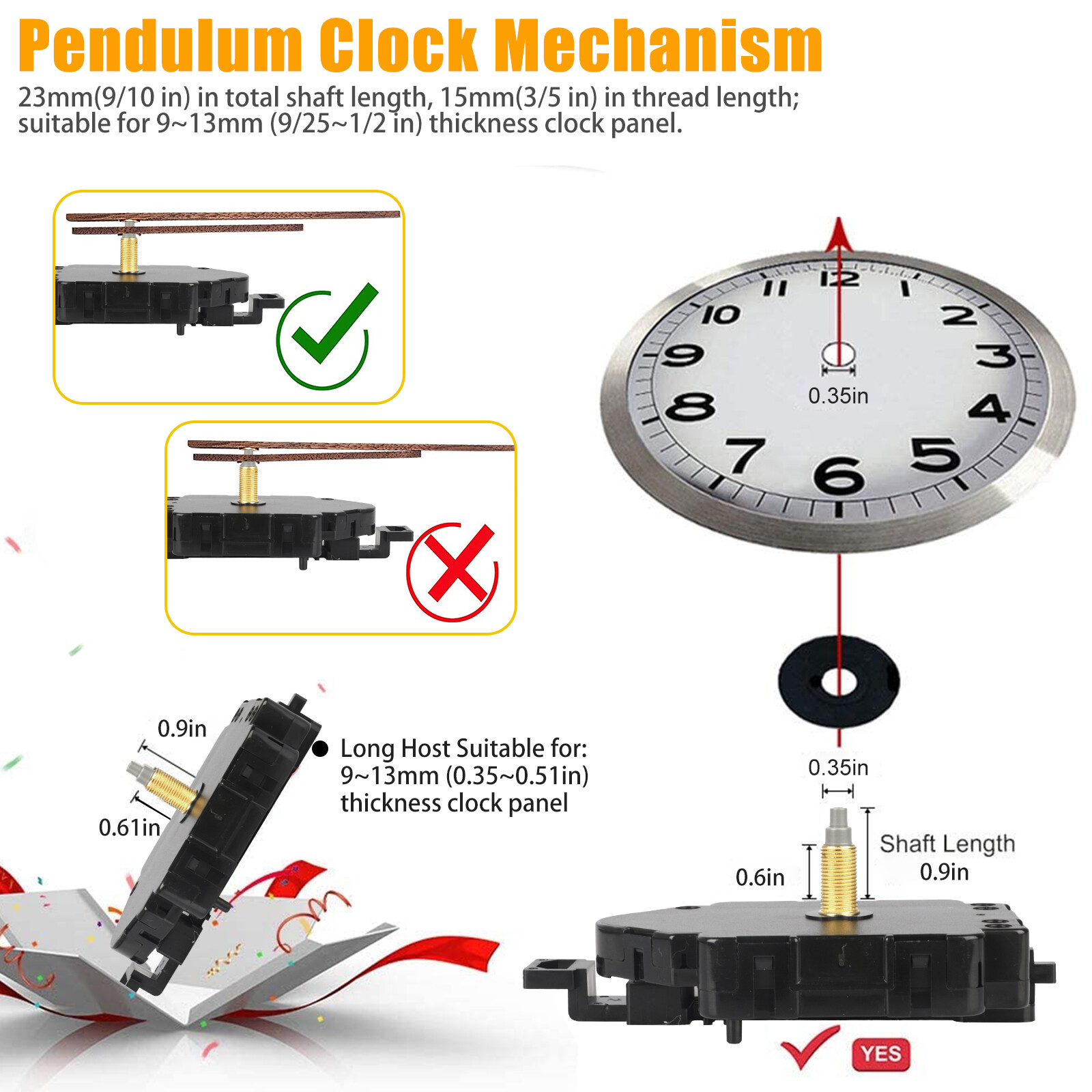 Quartz Wall Clock Pendulum Swing Movement Mechanism DIY Kit Silent Repair Parts