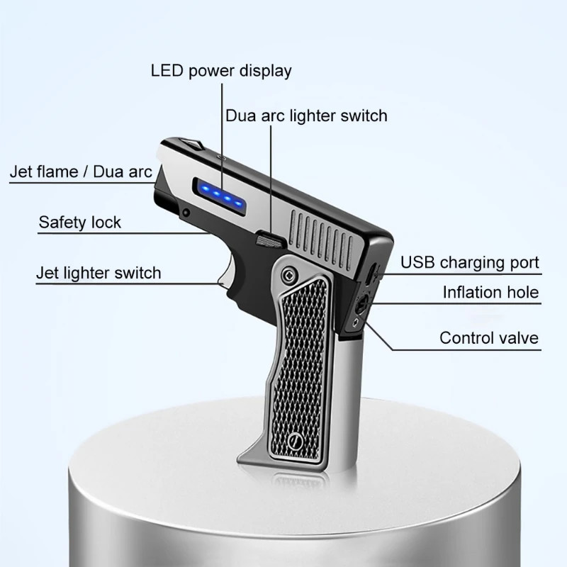 Unique Windproof Gas-Electric Plasma USB Rechargable Lighter Gift for Men
