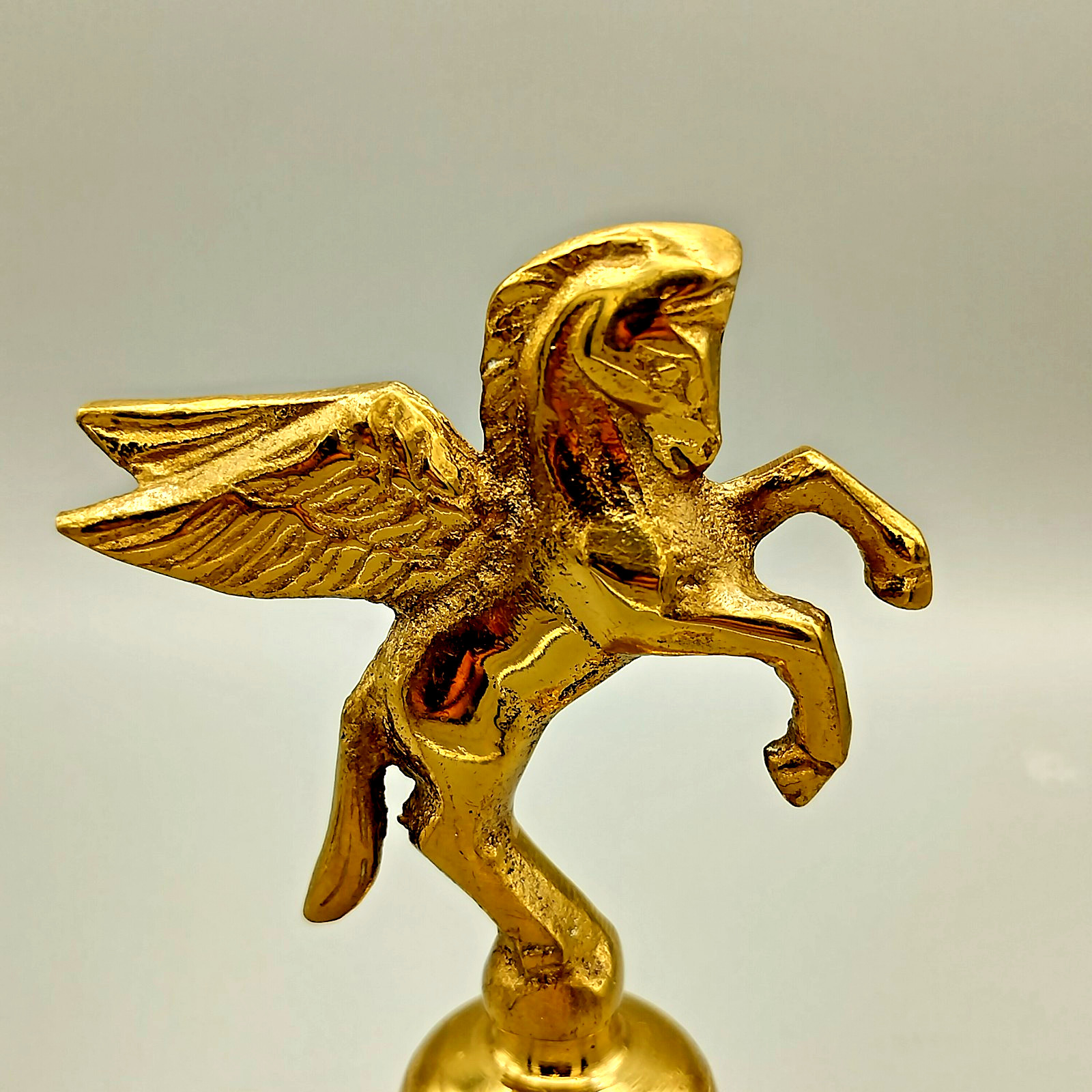 Vintage Solid Brass Rearing Pegasus Winged Horse Handbell 4.75″