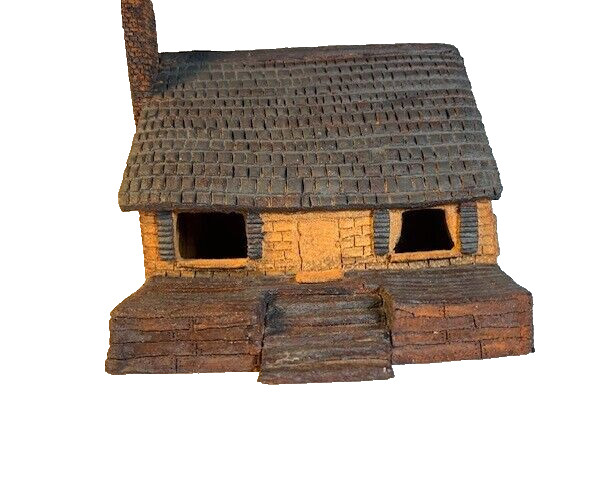 Studio Pottery Ceramic Rustic House, 8″ x 7″ Earthenware,slab construct,Exc Cond