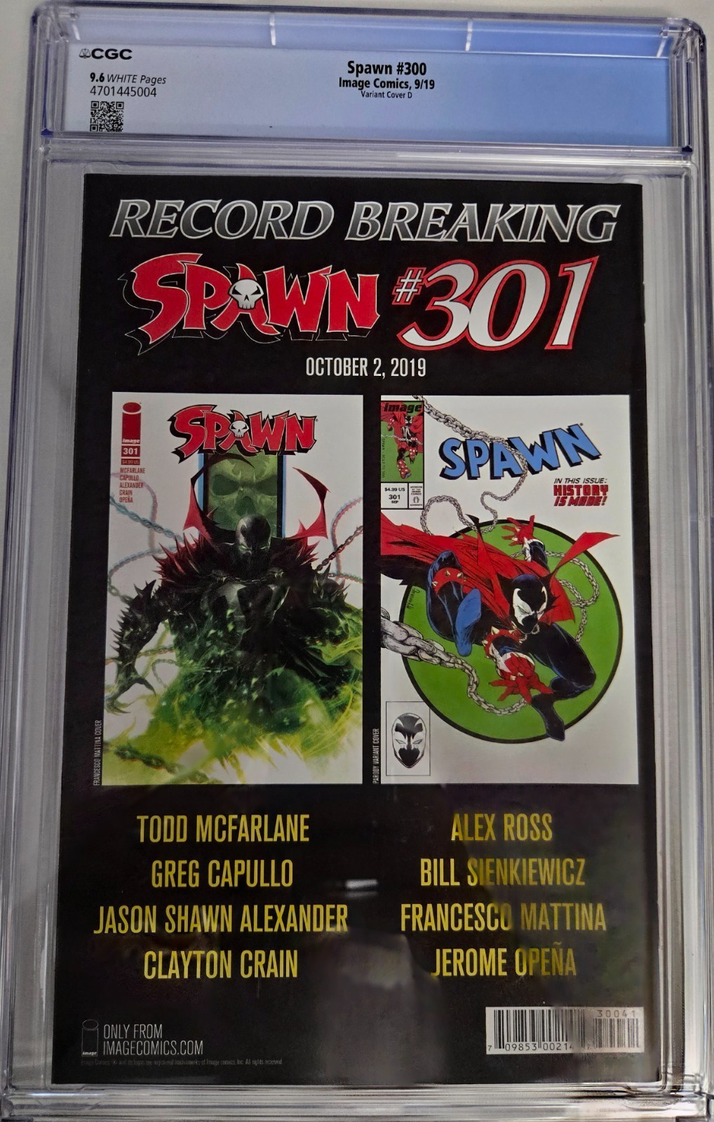 Spawn #300 Cover Variant – C by Greg Capullo Variant Cover D CGC 9.6
