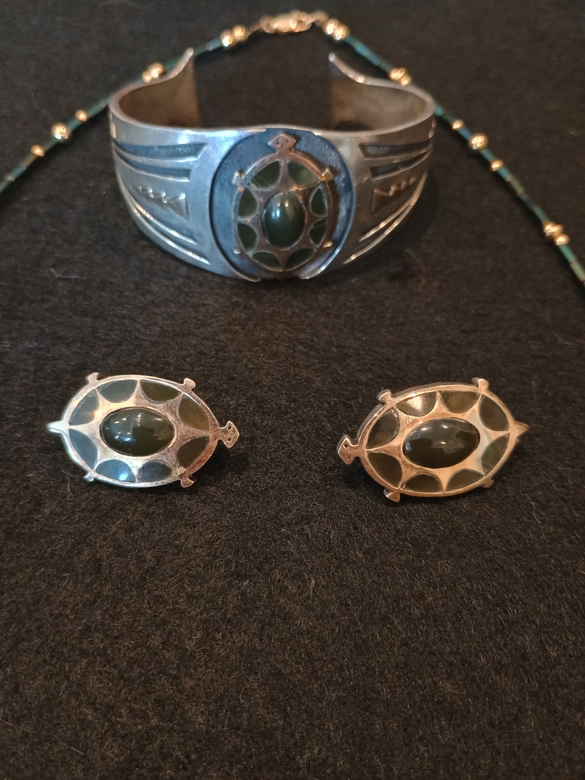 Vintage Sterling & 14k Gold Native American Turtle Jewelry Lot Signed Navajo