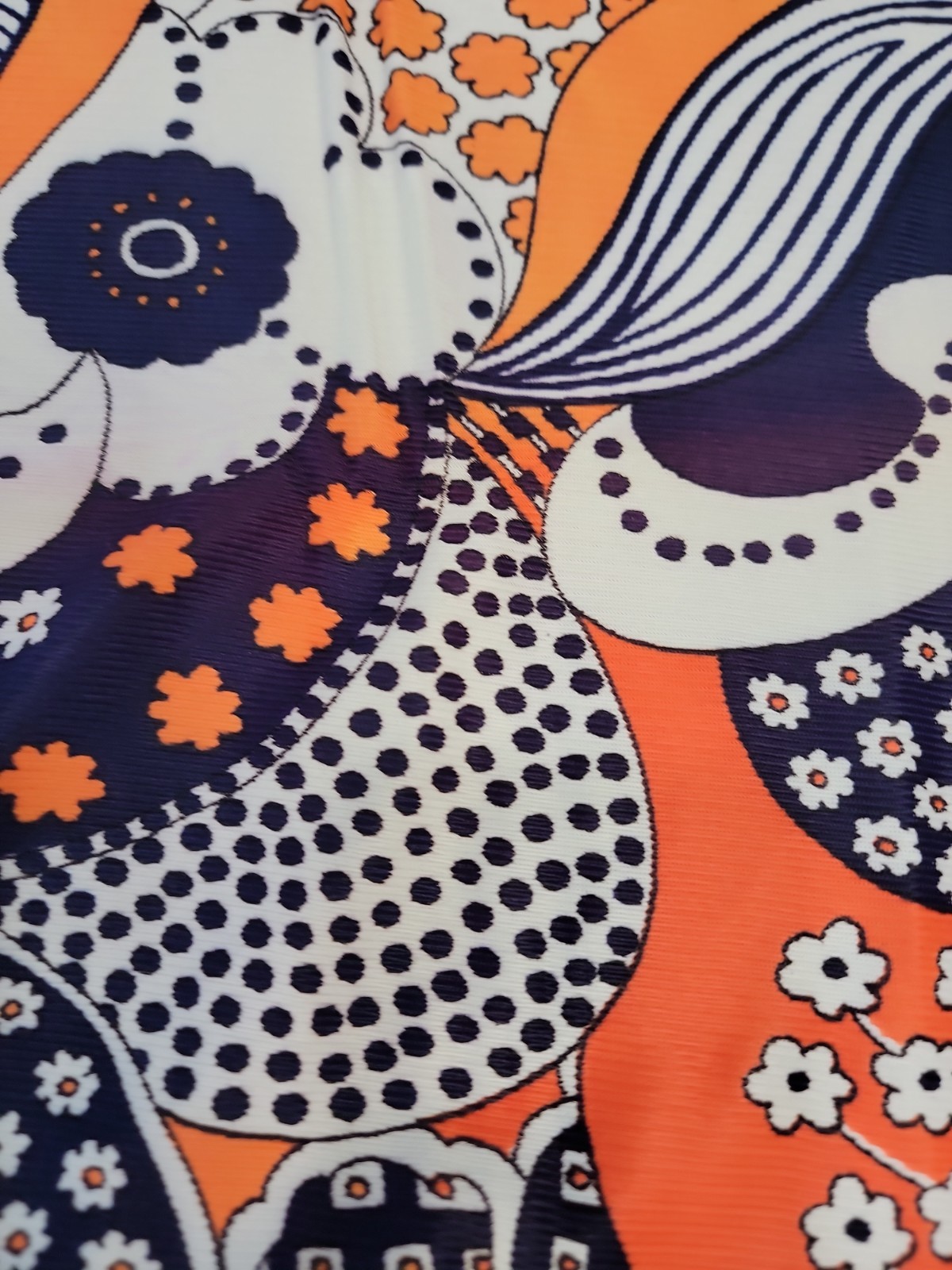 VTG 70s Mod Psychedelic Polyester Nylon Fabric Floral Abstract Print 44″ x 3 Yd